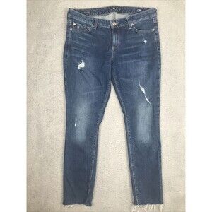 Lucky Brand Jeans Womens Size 8/29 x 27 Blue Lolita Skinny Distressed Fray Hem